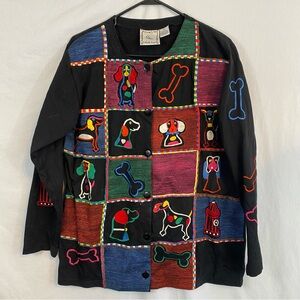 Michael Simon embroidered shirt jacket DOGS size large